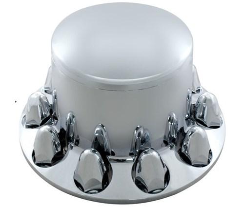 CHROME REAR AXLE COVER W/ 1 1/2" NUT COVERS (DOME SHAPE-PUSH ON)