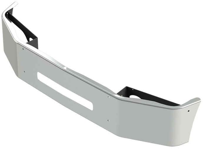 PETERBILT 337 2015 & UP CHROME BUMPER 14" WITH STEP HOLE (WITH BRACKETS)