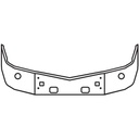 PETERBILT 579 16" CHROME BUMPER W/ FOG LIGHT HOLES, TOW PINS, AND STEP HOLE