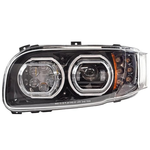 [PET2507] PETERBILT 389 FULL LED HEADLIGHT (HALO RING) (BLACK HOUSING) - LEFT SIDE